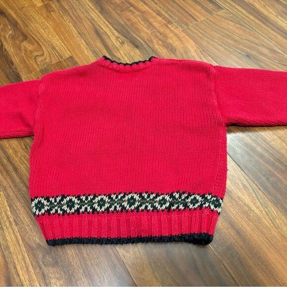 Kitestrings vintage winter cabin dog red knit cardigan sweater - Picture 3 of 4